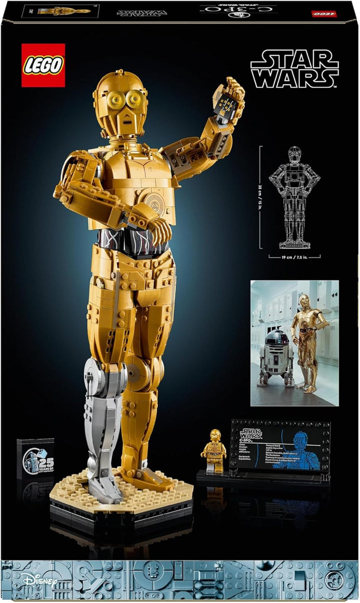 LEGO Star Wars C-3PO B, droid construibil, model de colecționat, construit și expus, idee de cadou nostalgic pentru adulți și fani, piesă de colecție, Playset fantezie 75398