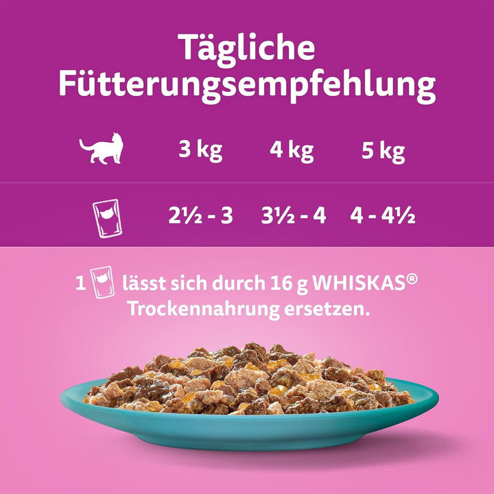 WHISKAS Duo pungi porționate pentru hrană umedă multipack, Delicii oceanice în jeleu, 12 X 85G