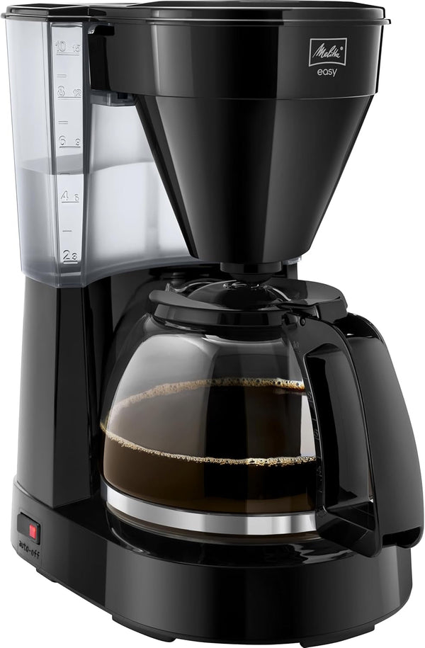 Melitta Easy - Cafetiera cu filtru pivotant detașabil, filtru de cafea cu ulcior din sticlă și opritor de picurare, pentru până la 10 cești de cafea, negru