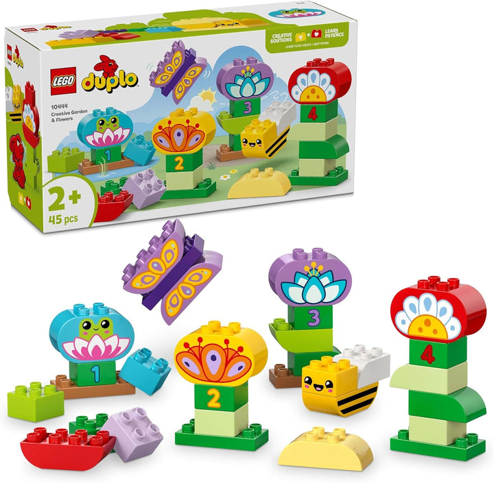 LEGO DUPLO Town Creative Flower Garden, Jucărie stivuibilă, Permite copiilor mici de la 2 ani să se joace imaginativ, Set de construcție pentru a promova dexteritatea, Jucărie educativă pentru copiii preșcolari 10444