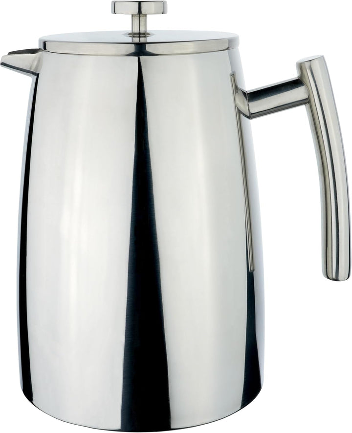 Cafe HFD-16 Stäl Belmont filtru de cafea cu perete dublu din oțel inoxidabil de înaltă calitate 18/10 - 16 cești demitasse, 2 litri, lustruit lucios, tamper