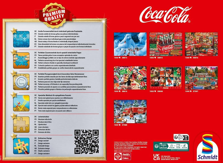 Schmidt Spiele 57598 Coca Cola camion de Crăciun, puzzle jigsaw 1000 piese