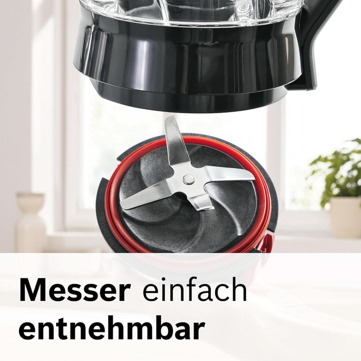 Bosch Standmixer Vitapower Serie 4 MMB6174SN, Verbesserte Version, Hochwertige Edelstahl-Klingen, 1,5L Glasbehälter, 0,6L To-Go-Flasche, Spülmaschinenfeste Teile, 30.000 U/Min, 1200 W, Silber