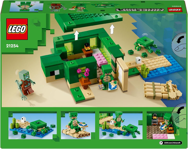 LEGO Minecraft The Turtle Beach House, casă de jucărie cu accesorii pentru fete și băieți de la 8 ani, set cu animale și personaje din jocul video, cadou pentru gameri 21254