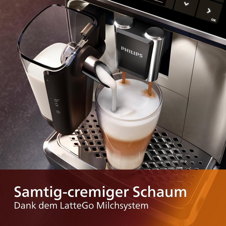 Espressor automat Philips Seria 5400 – Sistem de preparare a laptelui Lattego, 12 specialități de cafea, afișaj intuitiv, 4 profiluri de utilizator, crom (EP5447/90)