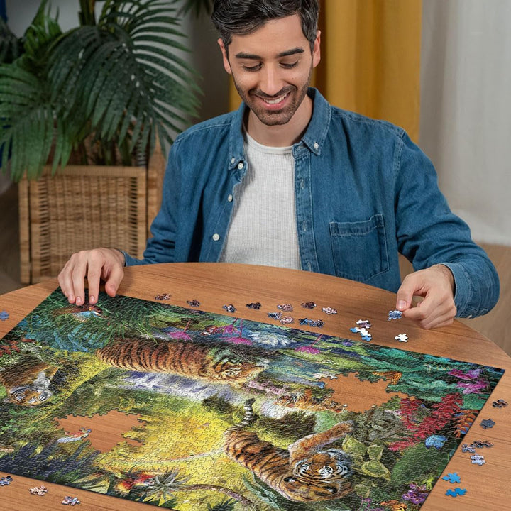 Ravensburger Puzzle 12000696 - Idilă la ochiul de apă - puzzle jigsaw de 1500 de piese pentru adulți și copii de peste 14 ani, puzzle cu motiv de tigru