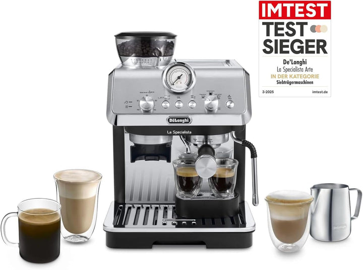 Espressor portafiltru De'Longhi La Specialista Touch EC9455.M, espressor cu râșniță integrată, ghid barista, 15 bar, funcție cold brew, spumare automată a laptelui, ecran tactil, metal