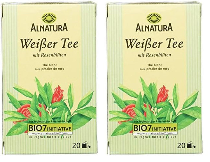 Ceai alb organic cu petale de trandafir, 20 pliculețe, 30 g