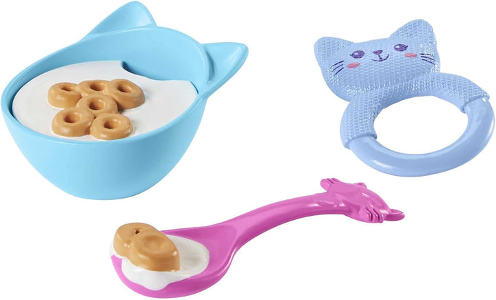 My Garden Baby HHP28 - Păpușă pisică (păr albastru) cu urechi de pisică și mai mult de 20 de zgomote, incl. 5 accesorii, jucărie interactivă pentru copii de la 3 ani în sus