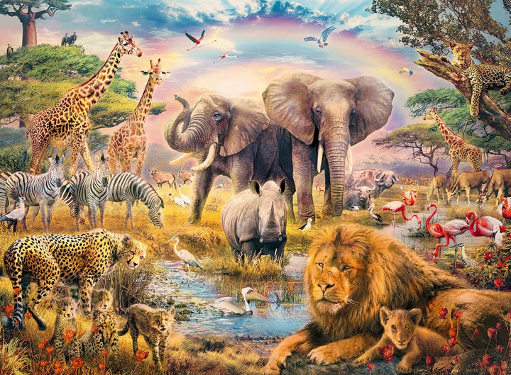 Puzzle pentru copii Ravensburger - Savana africană - puzzle de 100 de piese pentru copii de 6 ani și peste