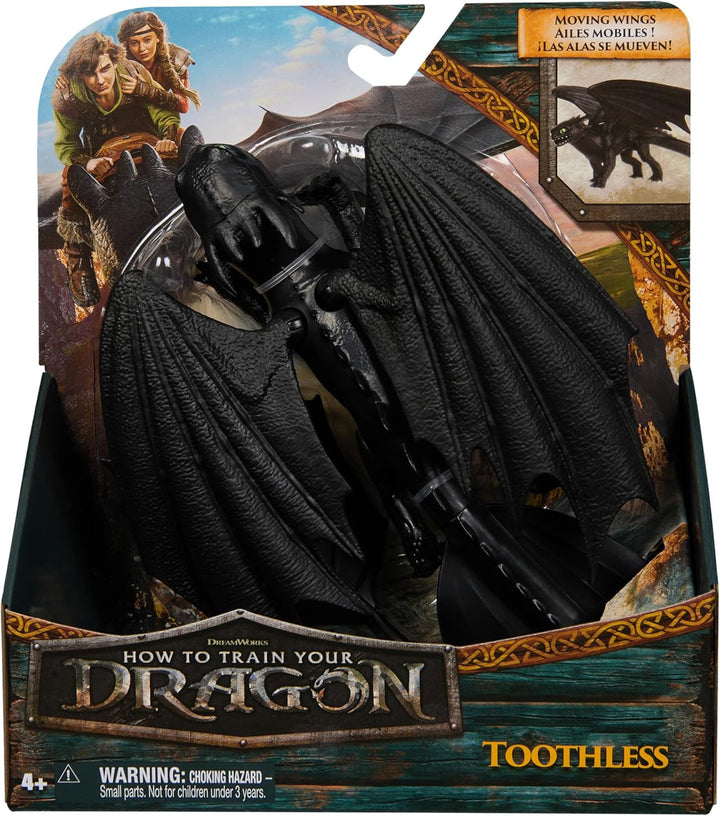 Dreamworks How to Train Your Dragon, 22cm lungime dragon de bază figura Toothless, jucărie pentru copii cu vârsta de 4+