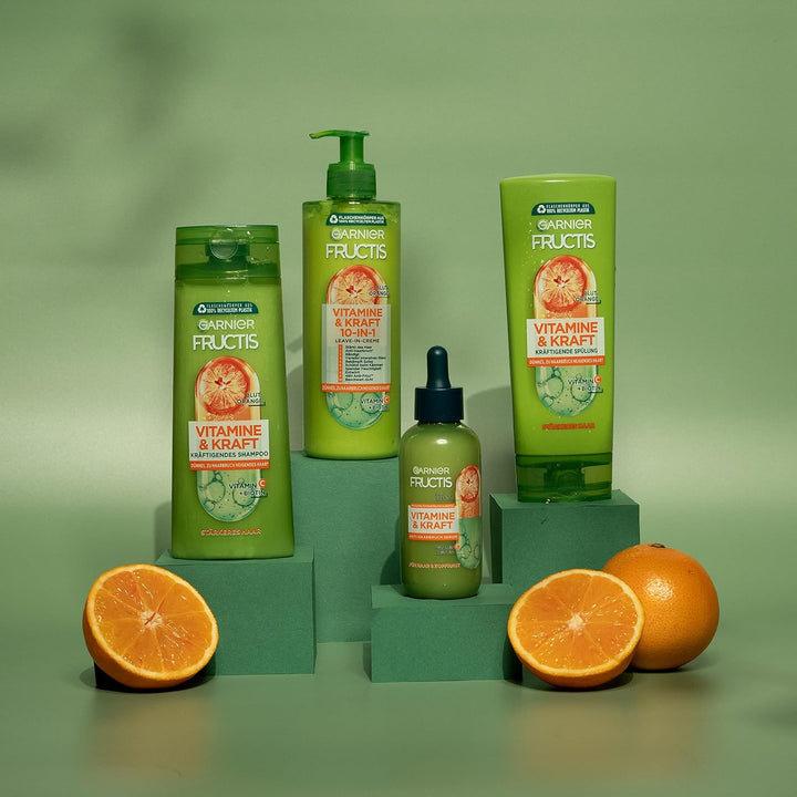 Garnier Kräftigendes Serum Für Dünnes Haar Und Die Kopfhaut, Effektiv Gegen Haarverlust, Mit Vitamin C Und Blutorange, Fructis Vitamine & Kraft, 2 X 125 Ml