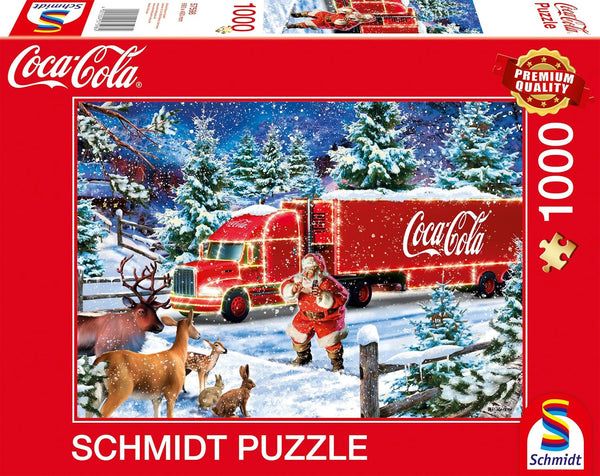 Schmidt Spiele 57598 Coca Cola camion de Crăciun, puzzle jigsaw 1000 piese