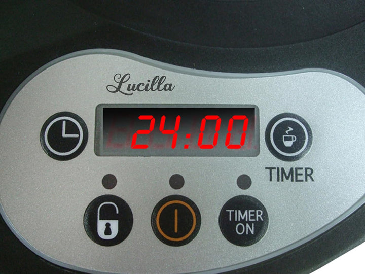 BEPER BC.041N Cafetiera electrică Lucilla - Espresso Maker pentru 3 cești cu timer programabil până la 24 de ore în avans - cafea fierbinte timp de 30 de minute, negru