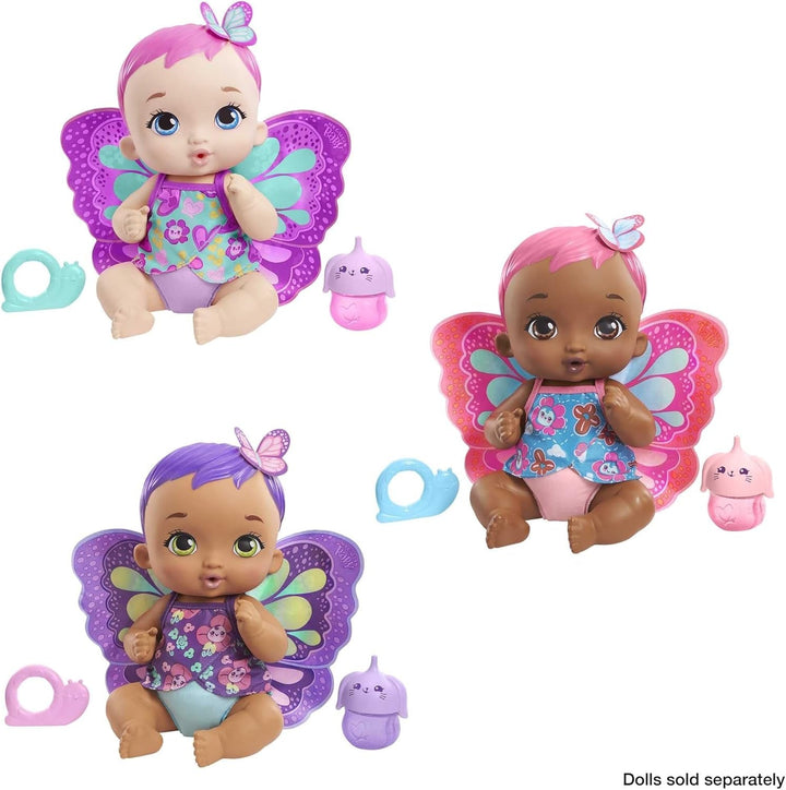 My Garden Baby GYP10 - Păpușă fluture pentru hrănit și îmbrăcat (30 cm), cu scutec reutilizabil, haine și aripi detașabile, jucărie pentru copii de la vârsta de 2 ani