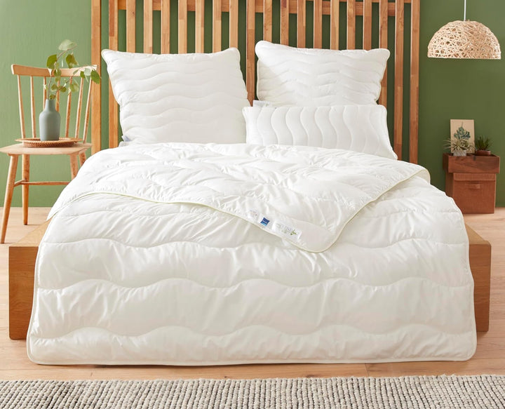 Badenia Trendline Eco quilt Aerelle Blue Duo 135 X 200 Cm, Alb, certificat Öko- Tex, Produs în conformitate cu standardul de calitate german
