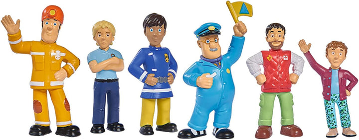 Simba 109252538 - Set de figurine Fireman Sam, 6 piese, 2 asortate, O singură versiune furnizată, 5-7cm figurine de joacă, De la 3 ani