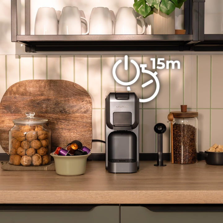 Aparat pentru capsule Cecotec Freestyle Compact Black. 1350W, încălzire termoblock, tehnologie Forcearoma 20 bar, espressor 4 în 1. Potrivit pentru cafea măcinată, Dolce Gusto, Nespresso și K-Fee