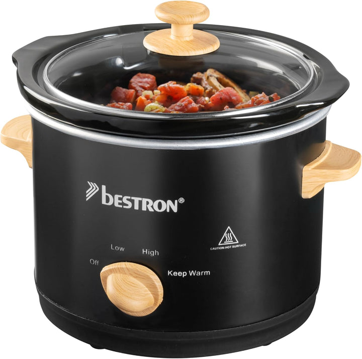 Bestron Slowcooker Für 4 Personen, Schongarer Mit Keramikpfanne & Glasdeckel, 3 Stufen-Thermostat, Ideal Für Viele Gerichte Wie Fleisch, Suppen & Gemüse, 3.5 Liter, Farbe: Silber