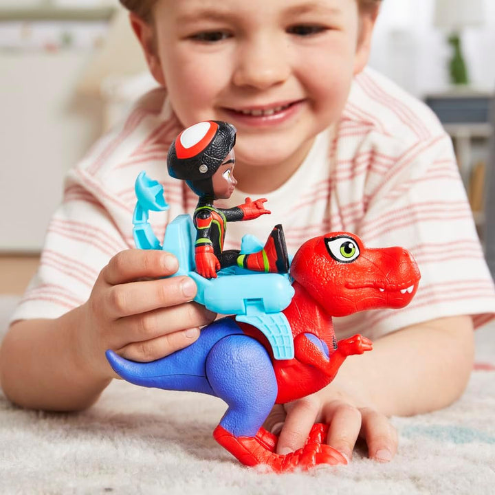 Marvel Spidey And His Super Friends Dino-Webs Spidey-Rex & Miles "Spin" Morales Spider-Man Action Figure Set