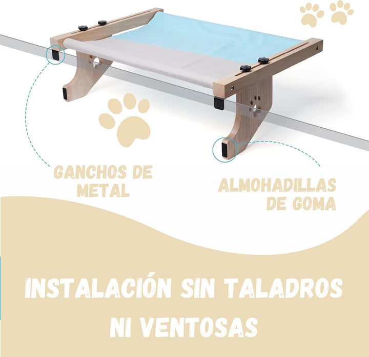 EL ÁTICO PETS Hamac pentru pisici, Hamac pentru fereastră, Agățat pe 2 picioare sau pe podea cu 4 picioare, Pat pentru pisici, Radiator, Hamac, Fereastră pentru pisici, Pat pentru pisici mari