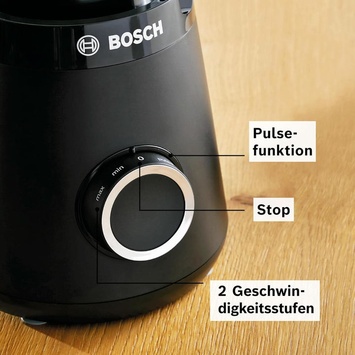 Bosch Standmixer Vitapower Serie 4 MMB6141B, Hochwertige Edelstahl-Klingen, 1,5L Tritan-Mixbehälter, Spülmaschinengeeignete Teile, 30.000 U/Min, 1200 W, Schwarz