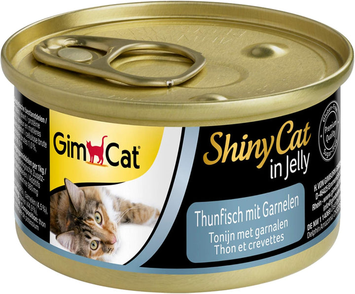 Gimcat Shinycat in Jelly Tuna - hrană umedă cu pește și taurină pentru pisici - 24 cutii (24 X 70 G)