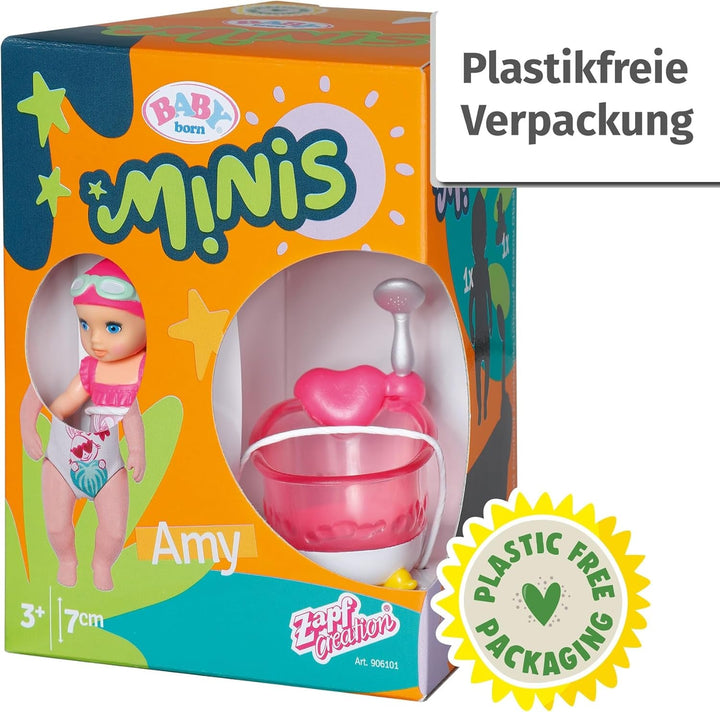 BABY Born Minis set de joacă pentru cadă cu păpușă Minis Amy și rață, 906101 Zapf Creation