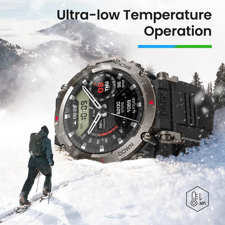Amazfit T-Rex Ultra 47mm smartwatch în aer liber, GPS dual-band, import de rute și navigație 6, suport pentru freediving și rezistență la apă 10 ATM, funcționare la temperaturi ultra scăzute -30 ° în calitate militară