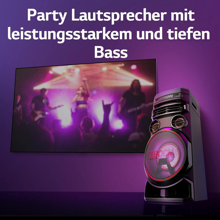 LG XBOOM RNC7, sistem audio cu 3 căi și 5 difuzoare (Dolby Audio, funcții karaoke și DJ, iluminare), negru [an model 2023]