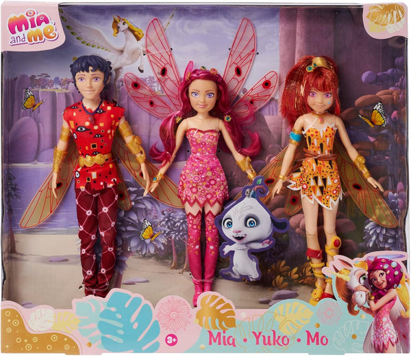 Simba Mia și Me set de păpuși, Yuko, Mo, 3 elfi cu aripi și picioare mobile, păpuși dress-up, păpuși de joacă, de la 3 ani [Exclusiv la Amazon]