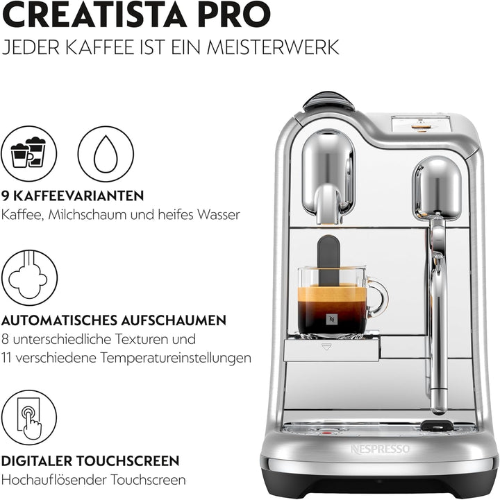 Nespresso SNE900 aparatul de cafea cu capsule Creatista Pro din Sage, oțel inoxidabil periat, oțel inoxidabil periat