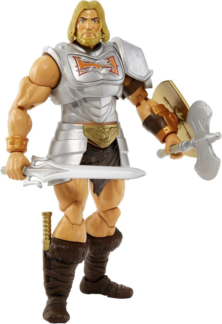 Masters of the Universe HDR45 - Colecția Masterverse, Battle Amour He-Man, aprox. 18 cm înălțime Figurine de acțiune MOTU pentru joacă și colecționare, cadou pentru copii cu vârsta de peste 6 ani
