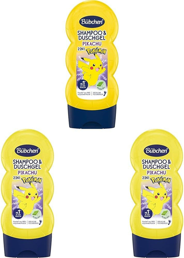 Șampon și gel de duș pentru copii, Pokémon Pikachu Edition, 230 ml (pachet de 3)