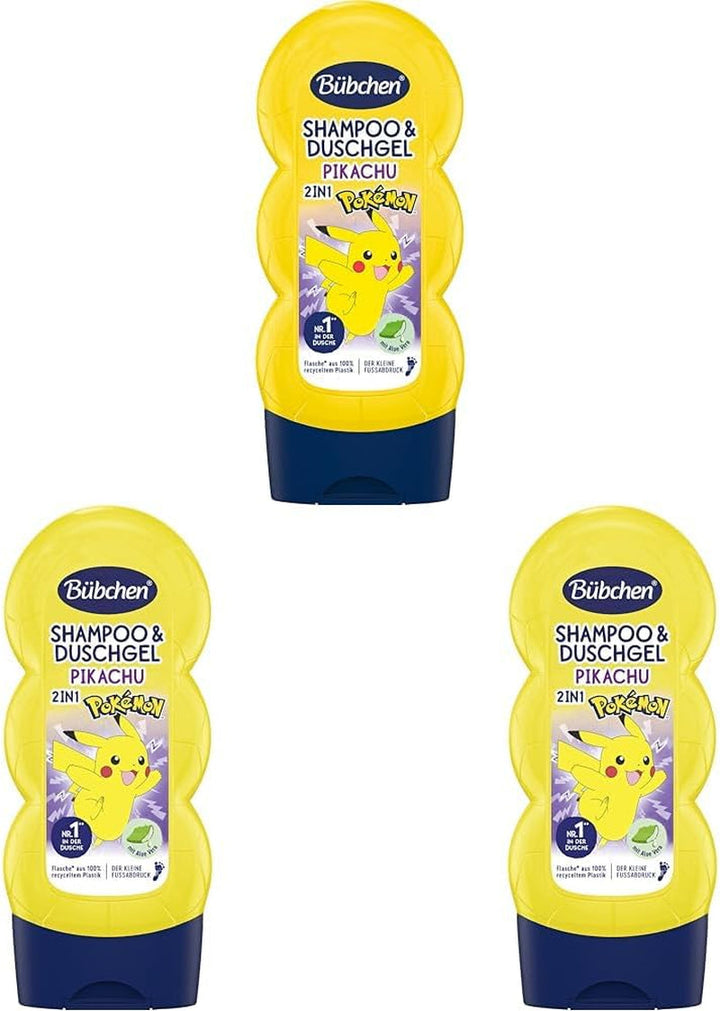 Șampon și gel de duș pentru copii, Pokémon Pikachu Edition, 230 ml (pachet de 3)