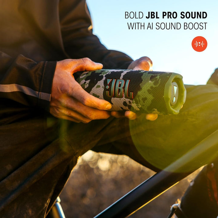 JBL Flip 7, Difuzor Bluetooth portabil fără fir, baterie cu autonomie de 16 ore, rezistent la apă IP68, praf și șocuri, sunet Pro cu AI Boost, conexiune multi-speaker Auracast, negru
