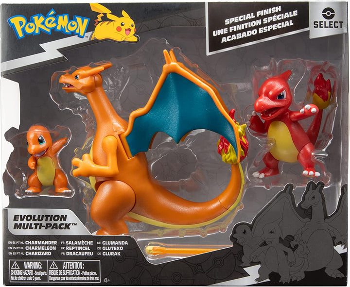 Pokémon PKW2777 - Select Development Multipacks - Glumanda, Glutexo, Glurak, Playset oficial cu figuri