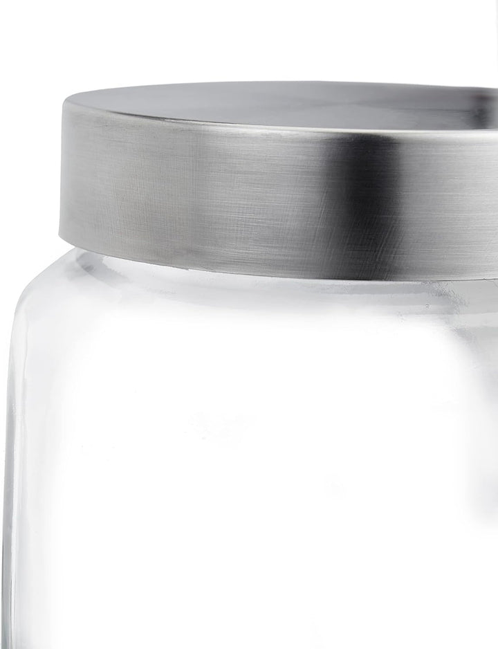 Borcane de bomboane Relaxdays, set de 4, 1,5 l, borcane de depozitare pentru dulciuri, alimente, bar de bomboane, capac din oțel inoxidabil, clar, transparent argintiu Cutii depozitare alimente Naty Shop