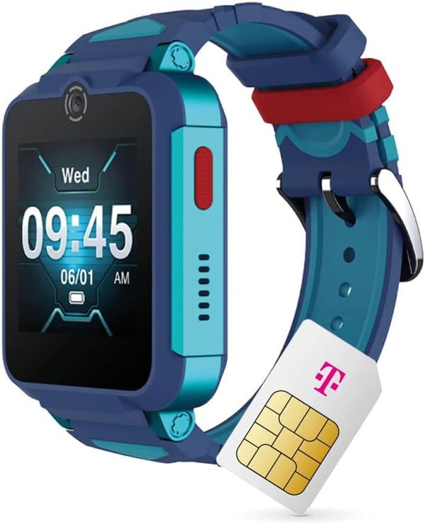 TCL MT42X Blue - Smartwatch pentru copii cu Telekom Smart Connect S, inclusiv voucher Amazon 30â'¬ (pachet SIM)