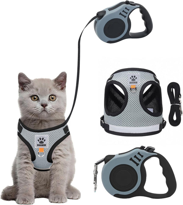 Bindokun Cat Harness With Leash Escape-proof, Cat Harness Set Cat Harness Escape-proof pentru câini pisici cu 5 M/16.4 picioare Cat Leash Adjustable Cat Vest (M)