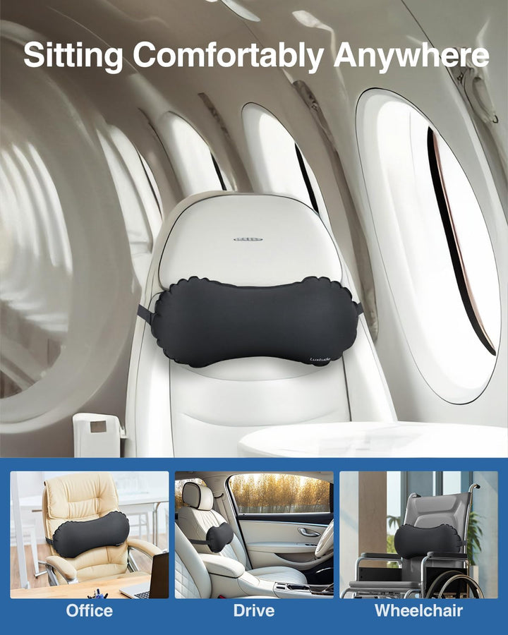 Luxtude Pernă lombară gonflabilă, pernă de sprijin lombar portabilă pentru călătorii cu avionul și mașină, pernă de călătorie gonflabilă Pernă de sprijin pentru spate Pernă pentru gât, pernă pentru spate inferior