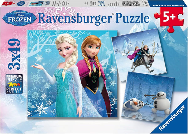 Ravensburger Children's Puzzle - 09264 Adventures in Winterland - puzzle jigsaw pentru copii cu vârsta peste 5 ani, puzzle jigsaw Disney Frozen cu 3X49 piese