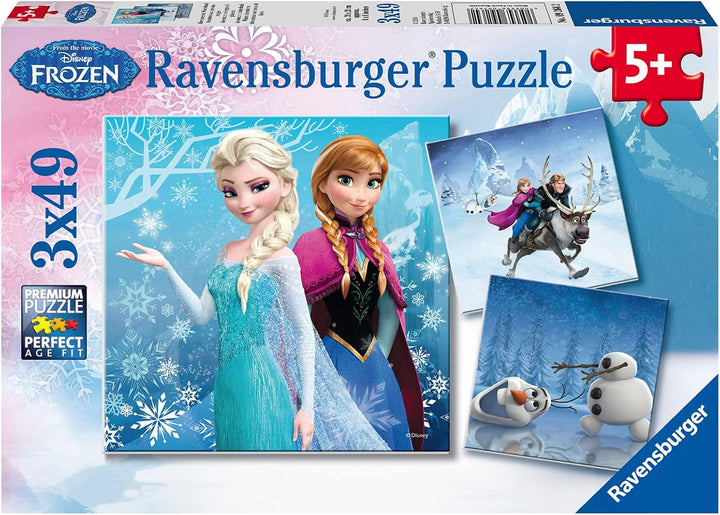 Ravensburger Children's Puzzle - 09264 Adventures in Winterland - puzzle jigsaw pentru copii cu vârsta peste 5 ani, puzzle jigsaw Disney Frozen cu 3X49 piese