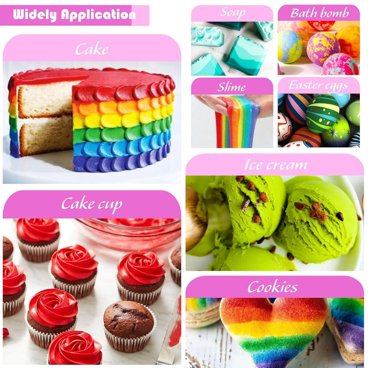 Lebensmittelfarbe - 20 Farben Hoch Konzentriert Flüssig Lebensmittel Farbe Zum Kuchen, Backen, Ostereiern, Getränken - Zuckerfrei Food Coloring Für Fondant, Zuckerguss, Slime, Tortendeko - 10Ml Je
