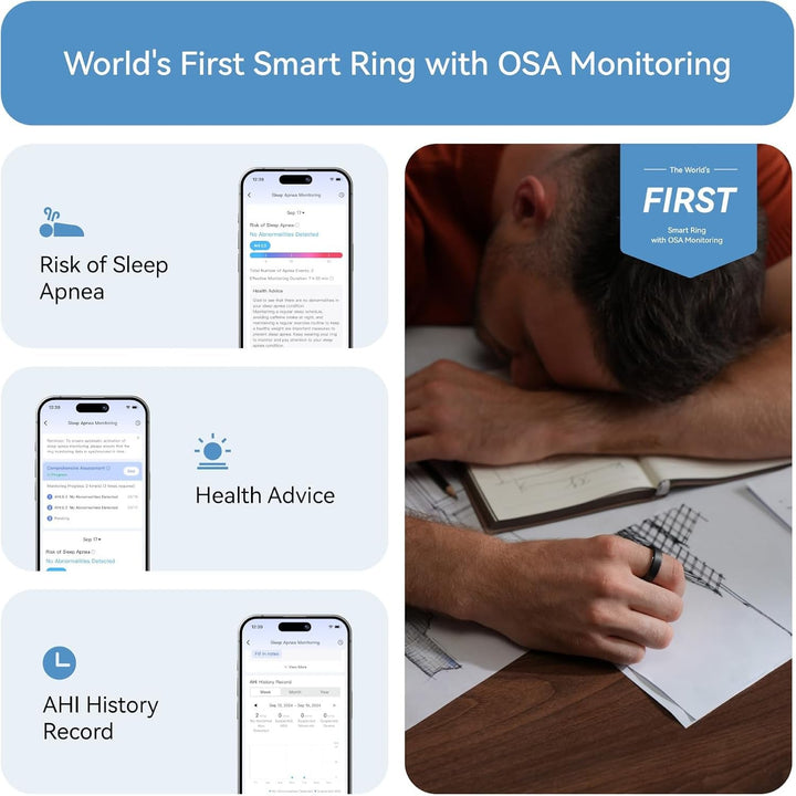 RingConn Gen 2 Smart Ring, primul sistem de monitorizare a apneei în somn din lume, fără abonament la aplicație, baterie cu autonomie de 12 zile, dispozitiv de urmărire a stresului, a ritmului cardiac și a sănătății femeilor, compatibil cu Android și iOS