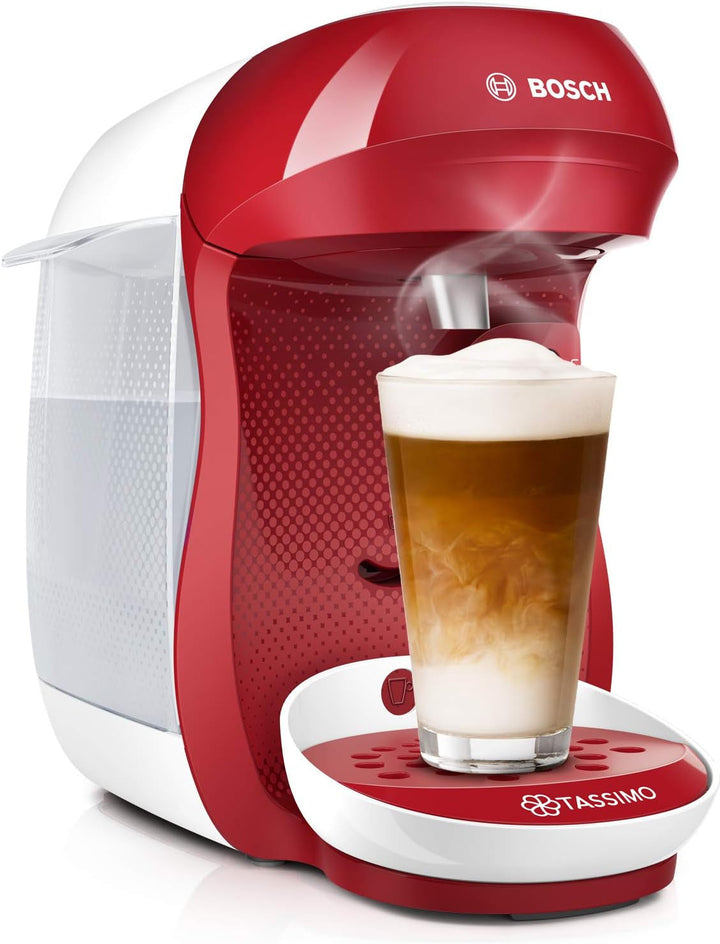 Espressor cu capsule Bosch Tassimo Happy Friendly TAS102EA, Peste 70 de băuturi, Potrivit pentru toate tipurile de cești, Oprire automată, Sustenabil, Include tablete de detartrare, Economie de spațiu, 1400 W, Negru