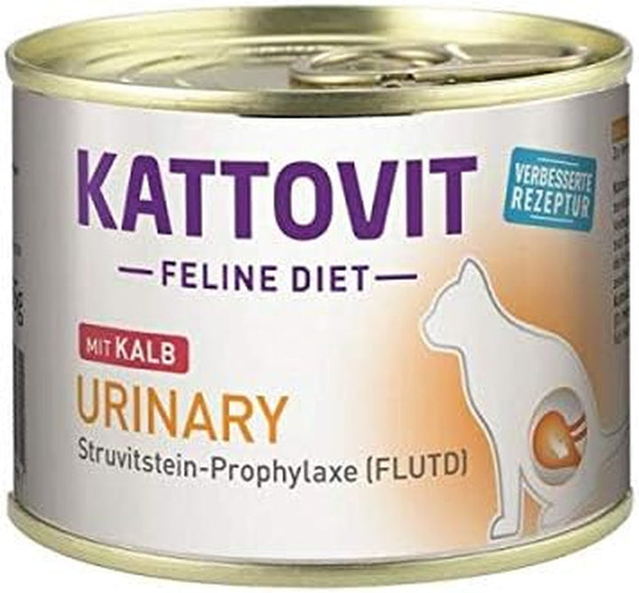 KATTOVIT - Hrană umedă urinară pentru pisici | hrană umedă pentru pisici ca hrană completă într-o cutie. Hrană dietetică pentru pisici adulte cu boli ale tractului urinar | 12 X 185 G Pui