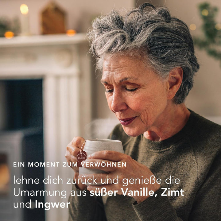 Pukka | Amestec de ceaiuri aromatizate bio „Vanilla Chai” | Scorțișoară, ghimbir și vanilie | Ceai pentru o răsfățare cu dulceață naturală | Pachet de 1 | 20 pliculețe de ceai