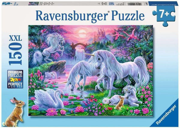Ravensburger puzzle pentru copii - 10021 Einhörörner Im Abendrot - Puzzle fantezie pentru copii de peste 7 ani, cu 150 de piese în format XXL