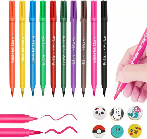 Lebensmittelfarbe Stift -10PCS Lebensmittelfarbe Stifte Backen,Essbar Marker Pen, Essbare Markierungen, Lebenmittelstift Dual Tip Coloring Marker,Gourmet-Autoren Für Diy-Kuchendekoration,Kekse